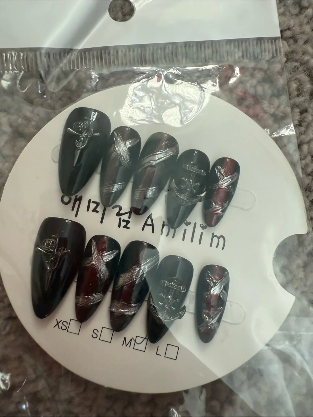 Assorted Pink & Black Press-On Nail Set bundle SIZE M – Decorative Nail Art